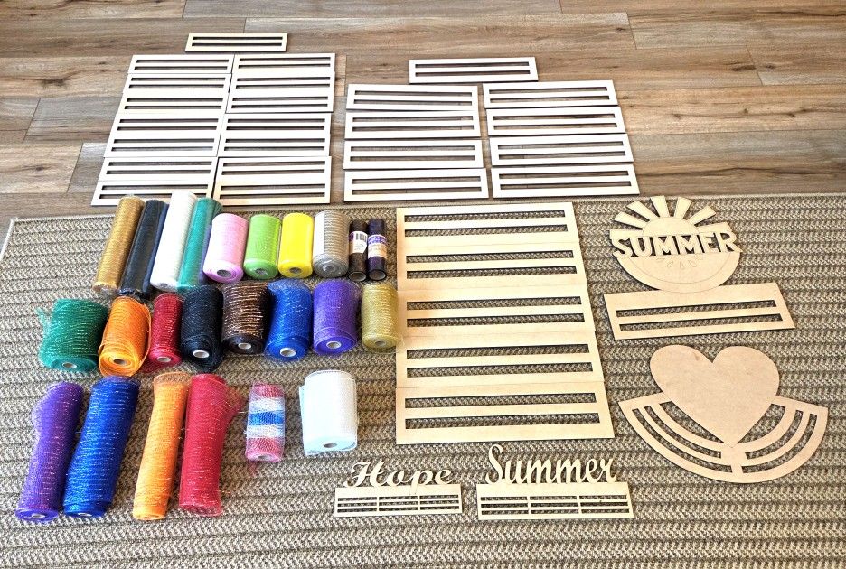 Deco Mesh Rolls and DIY Wooden Wreath Rails