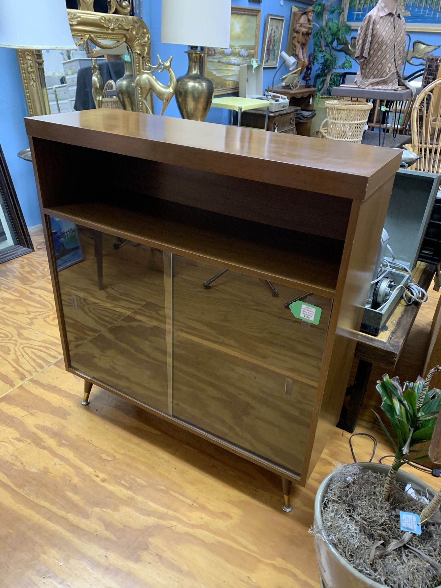 Mid Century Glass Front Bookcase