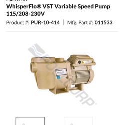 New Pentair Variable Speed Pump