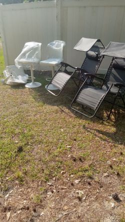 New white stools, chairs
