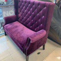 Odina Velvet Purple High Back Loveseat