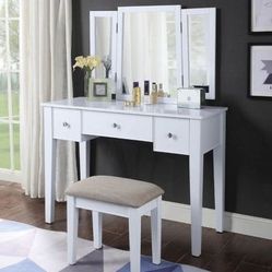 Brand New 3 PC White Wood Vanity Set
