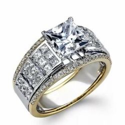 ❤️  2 Tone Cubic Zirconia Ring Stamped 925 Size 6:7/9/10  *See My Other 800 Items*