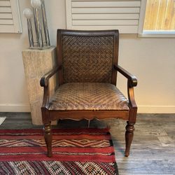 Vintage Wood & Leather Armchair