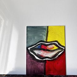 Rainbow Lips Painting 8x10