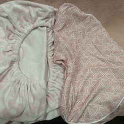 Bobby Hearted Pink Slip Cover And Changing Pad Cover 