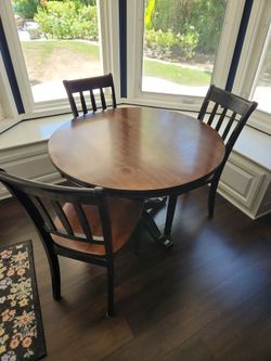 42" Table and 3 chairs, wood