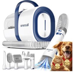 Dog Grooming Vacuum Kit – 7 Tools, Clippers, Nail Grinder & 1.5L Hair Dust Cup