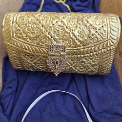 vintage brass metal mini bag