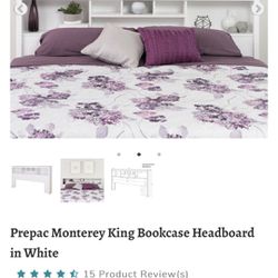 Prepac King Bookcase Headboard White