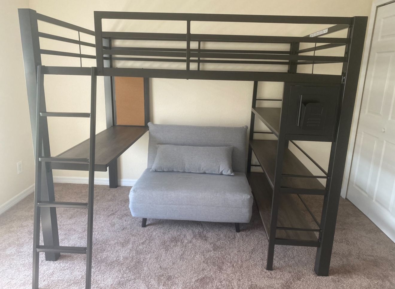 Full Size Bed With Built In Desk And Shelves
