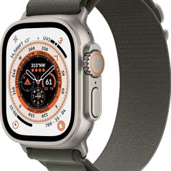 Apple Watch Ultra 1 [GPS + Cellular 49mm] Titanium Case with Green Alpine Loop