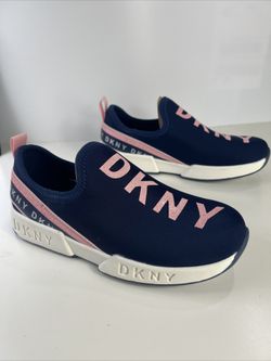 DKNY Youth Girls Sneakers Shoes Size 1 Navy Blue w/Silver, Pink New In Box