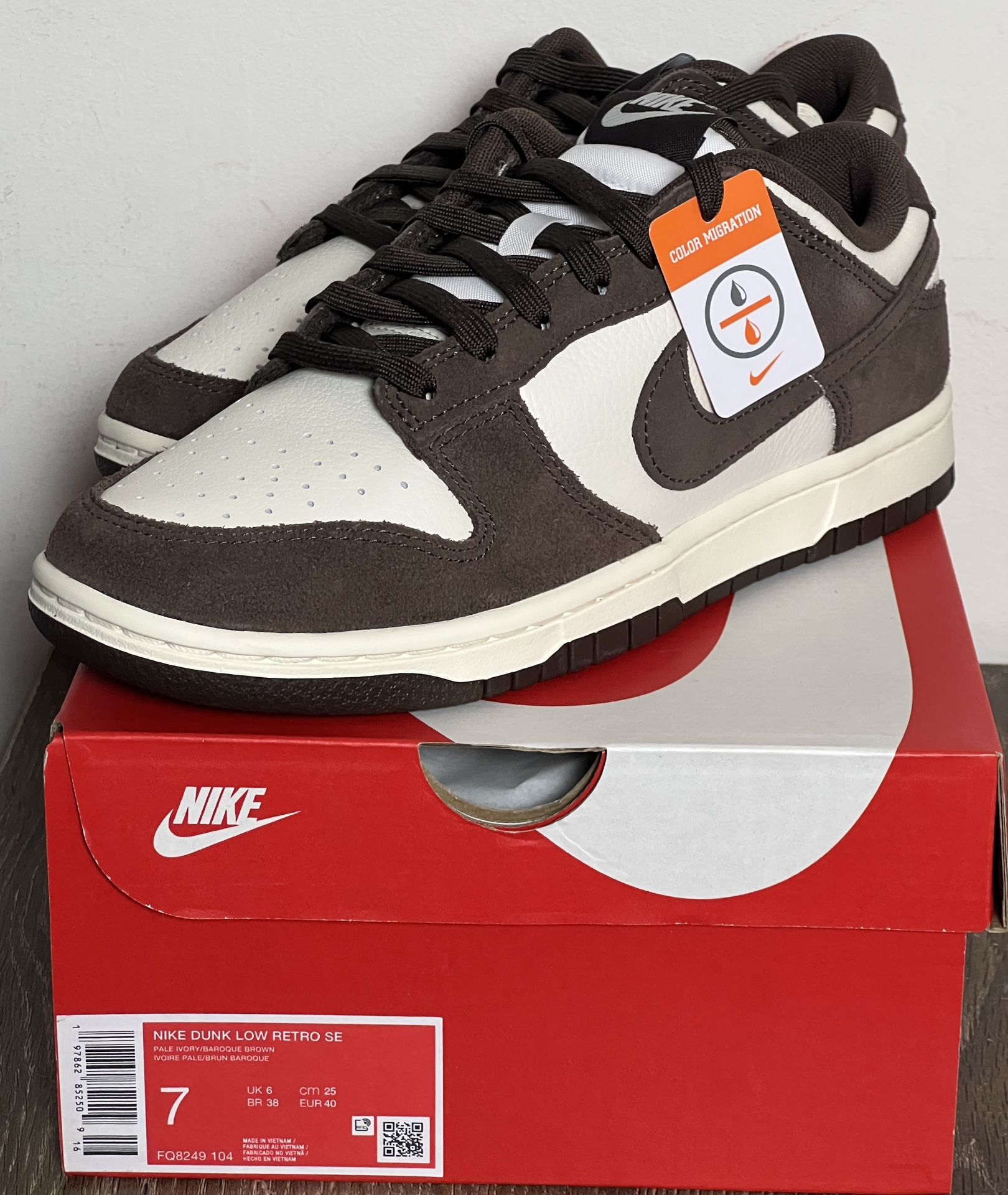 Nike Dunk Low SE Baroque Brown Pale Ivory | Size 7M / 8.5W | FQ8249-104 (2025)