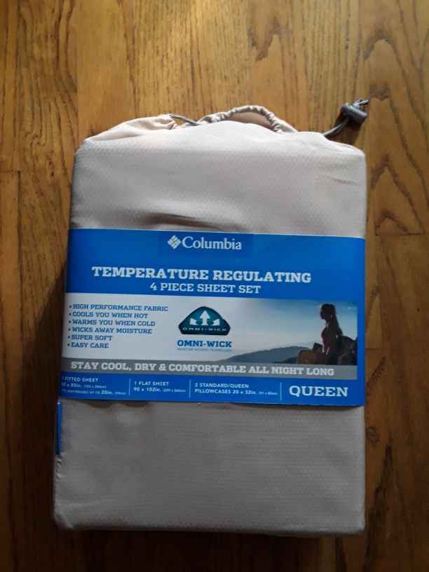 Brand New Columbia Temperature Regulating Queen Sheet Set