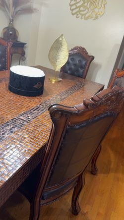 Custom-made table with eight chairs