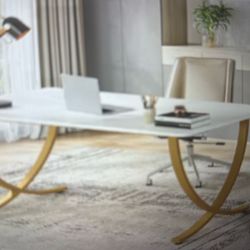 Lovely White/Gold Halseey.Desk/Table