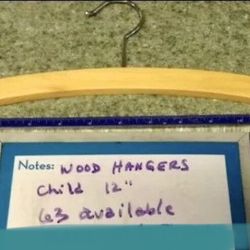 4/$1 $0.25 each kids Wooden hangers, 12 inch, child size