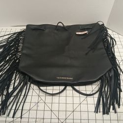 Victoria Secret Black Faux Leather Fringe Backpack Official Fashion Show Bag