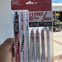 Milwaukee SAWZALL Metal Cutting Bi-Metal Reciprocating Blade Set W/ 9 in. 8 TPI Carbide TORCH Blade (17 Piece) NEW 