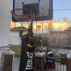 Adjustable Basketball Hoop with everlast boxing bag 
