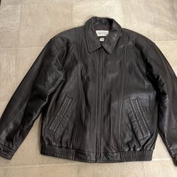 St John’s Bay Leather Jacket L/G Dark Brown Short Casual Removable Liner Used - From J