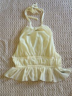 Light Yellow Halter Top with Ruffle Hem