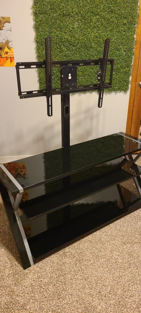 Black Glass TV Stand with Mount