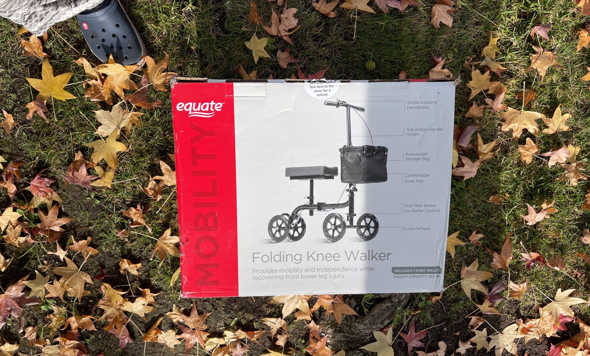 Equate Folding Knee walker with storage bag foot ankle injuries