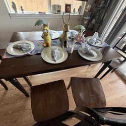 Dining table and chairs with bench
