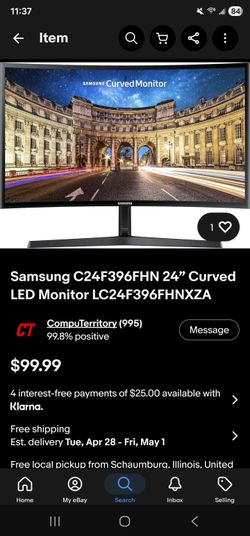Samsung c24f396fhn 24" Curved Monitor