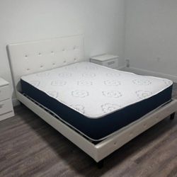 Bed Frame White Full Size New (Mattress Sale For Separated )