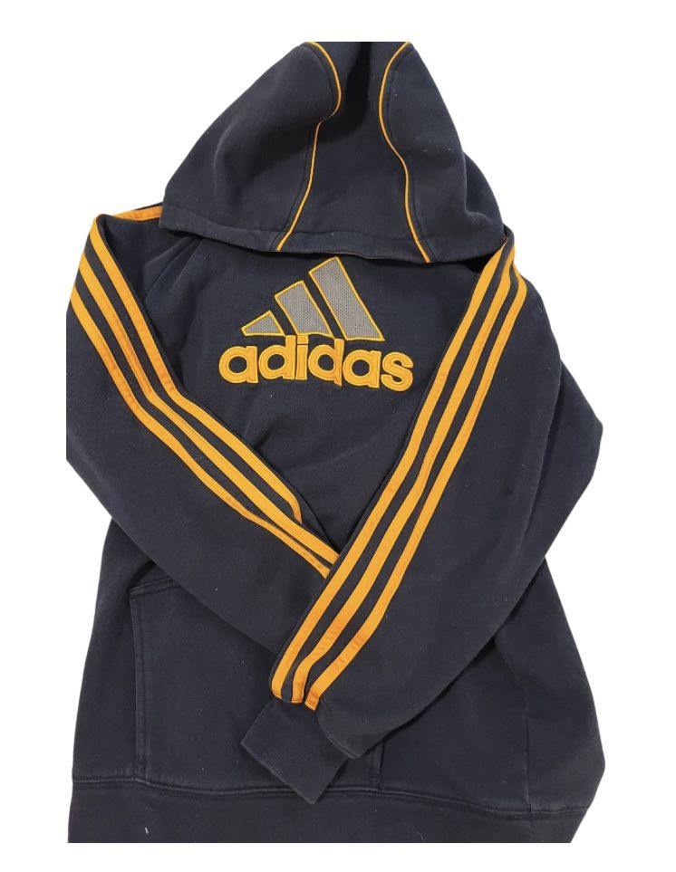 Boys Adidas Navy blue Hooded Fleece Sweatshirt; Sz L