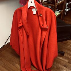 Red Wool-like Full Length Cape