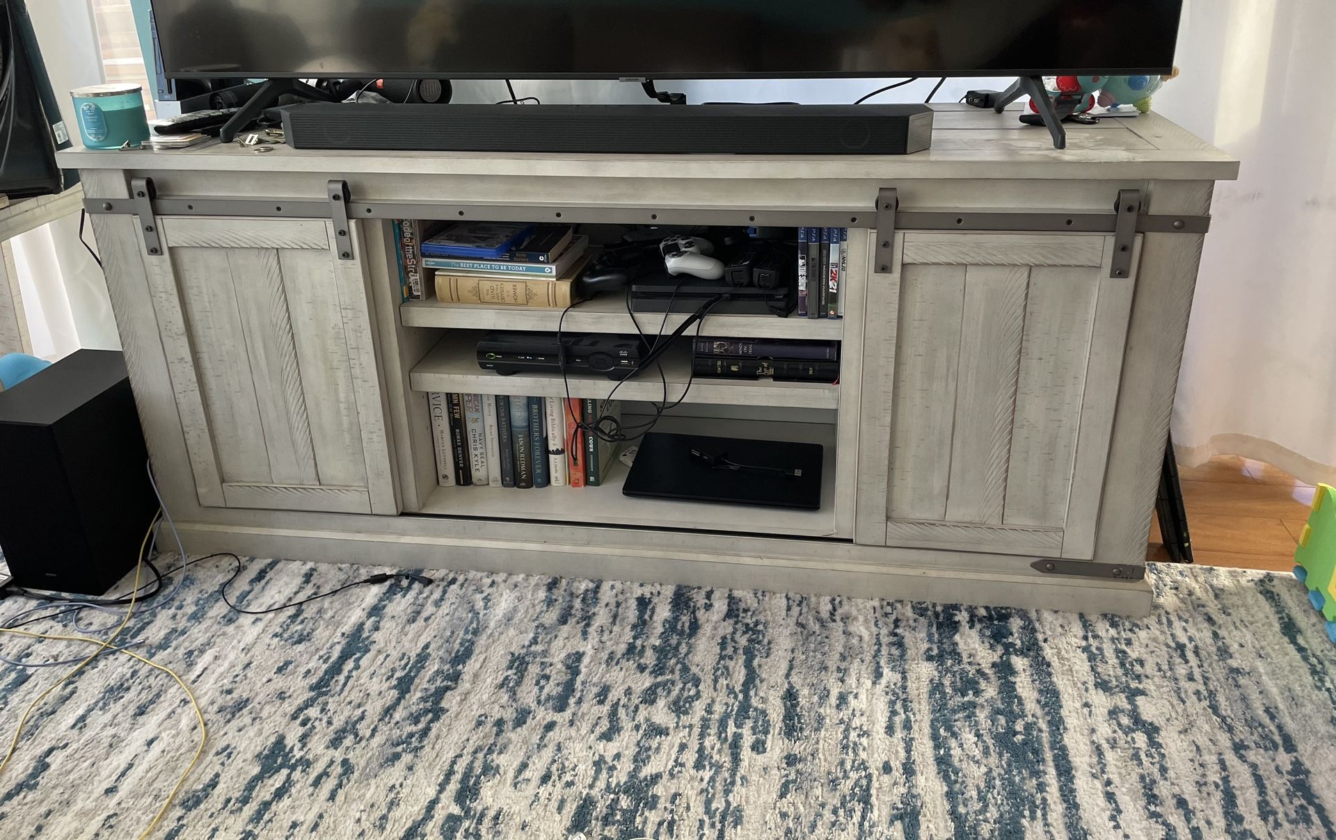 Gray TV Stand With Storage