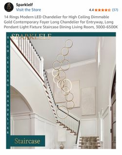 14 Rings Modern LED Chandelier for High Ceiling