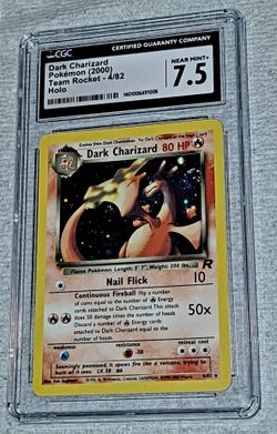 2000 Pokemon Team Rocket Dark Charizard Holo w/ Swirl 4/82  CGC 7.5 Near Mint+