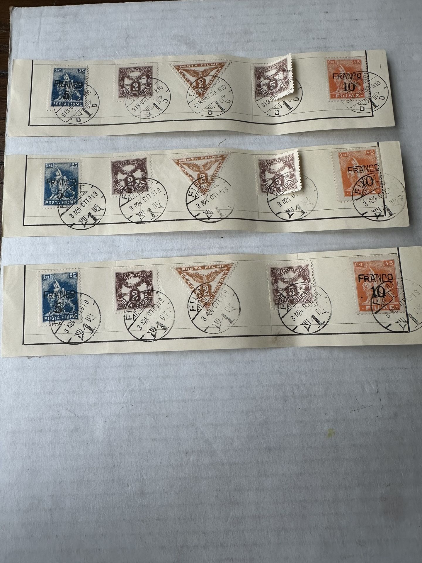 Fiume Stamp Strips Of 5 Each 3 Groups Nice Cancellation Marks