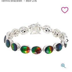 end Canadian Ammolite Station Tennis Bracelet By Kenneth Bradley