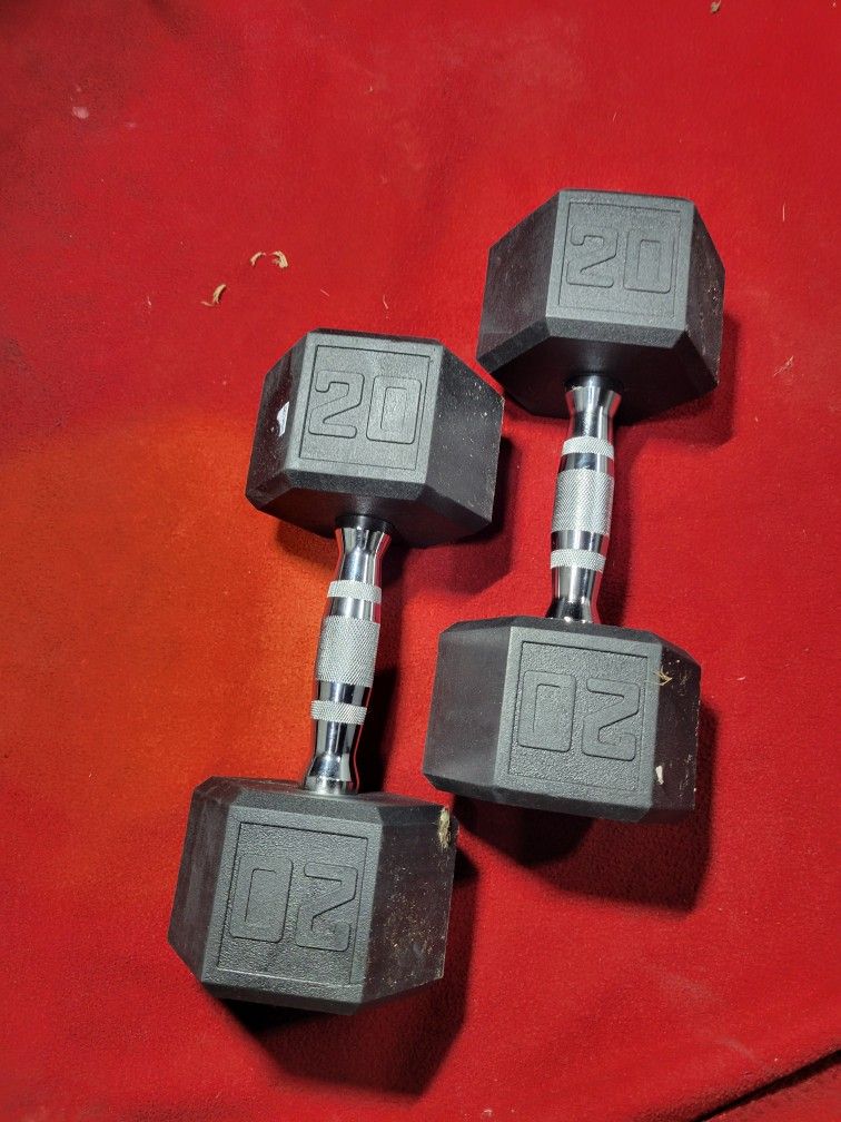 NEW SET OF 20LB RUBBER COATED HEXHEAD DUMBBELLS
 TOTAL 40LBs.   116TH S HALSTED.         DELIVERY AVAILABLE 
$45  CASH  ONLY AS IS