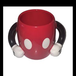 Vintage Red Mickey Mouse Body Mug Double Arm Handles Cartoon Vase Cup Holder