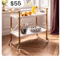 Bar Cart (White & Gold) – $55