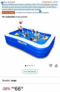 Piscina inflable para niños y adultos, 120 x 72 x 22 pulgadas, piscina familiar gruesa de gran tamañ