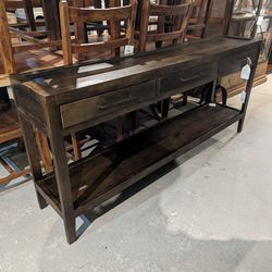 Wooden Three Drawer Console