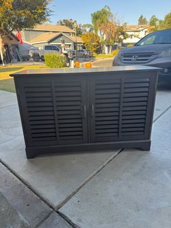 Wooden Cabinet with Louvered Doors