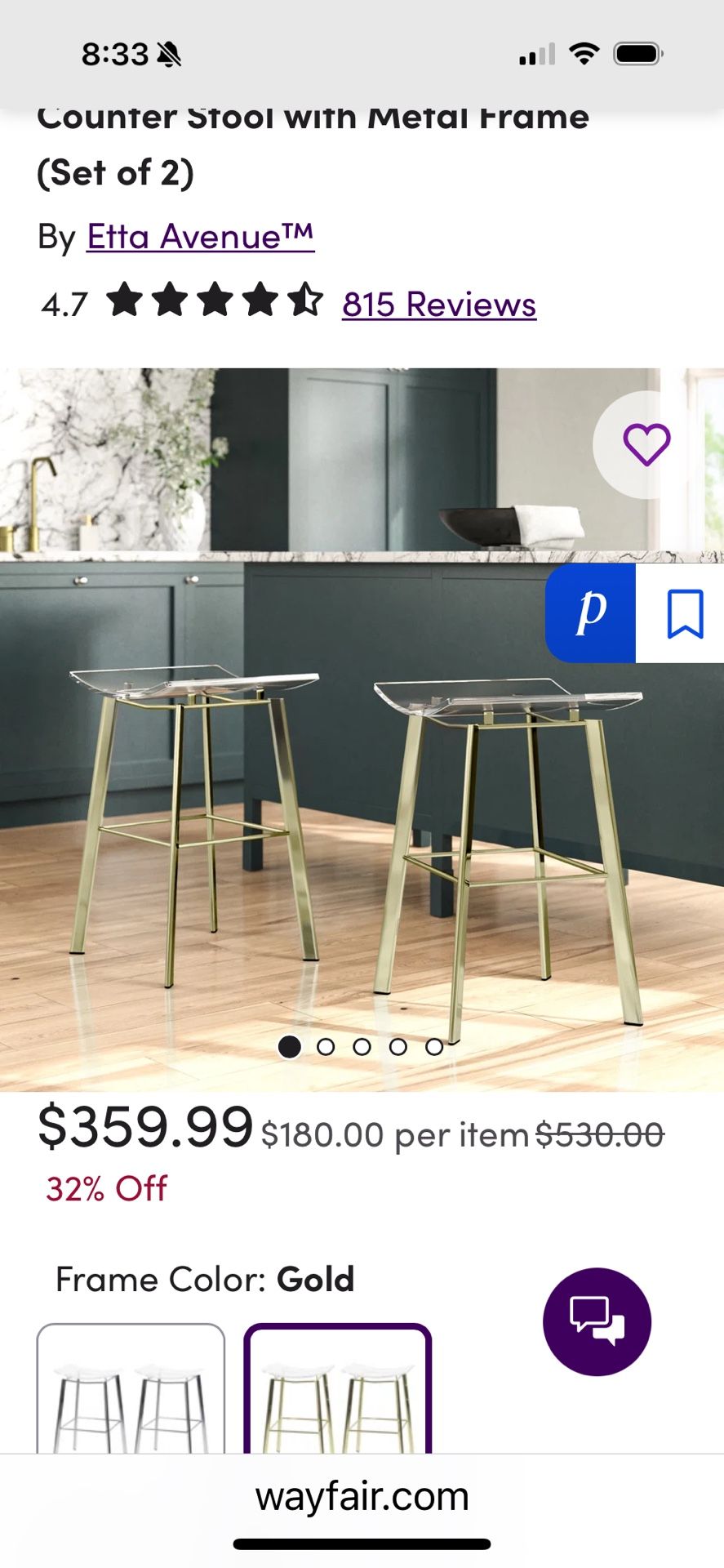 Modern acrylic bar Stools