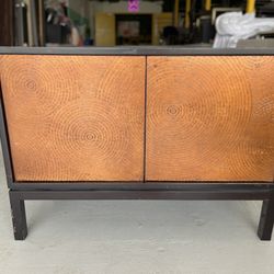 Crate & Barrel Cirque Hand-Hammered Copper 2-Door Mahogany Sideboard TV Stand 
