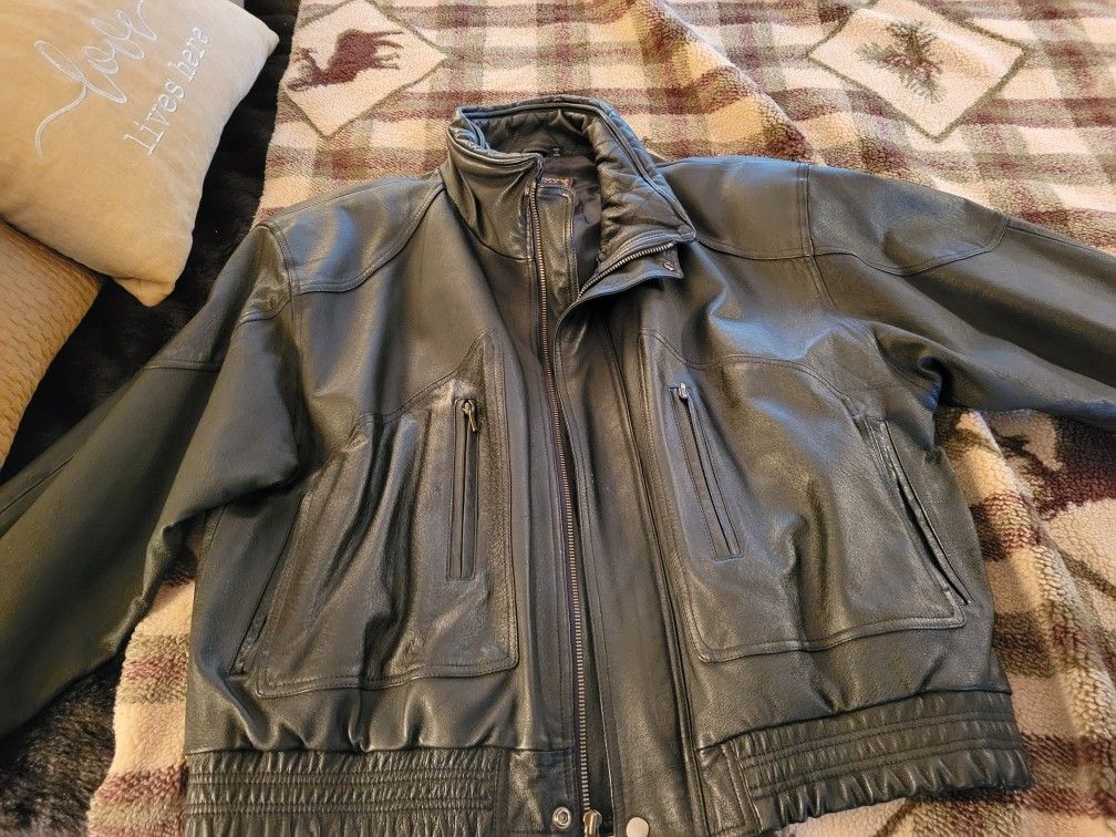 The Anchor Blue Brand leather men's xl jacket