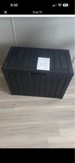 45 Gal Deck Box, Outdoor Storage Box Waterproof Lockable,Black