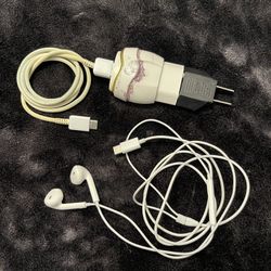 Samsung charger, USB Cable and Headphone